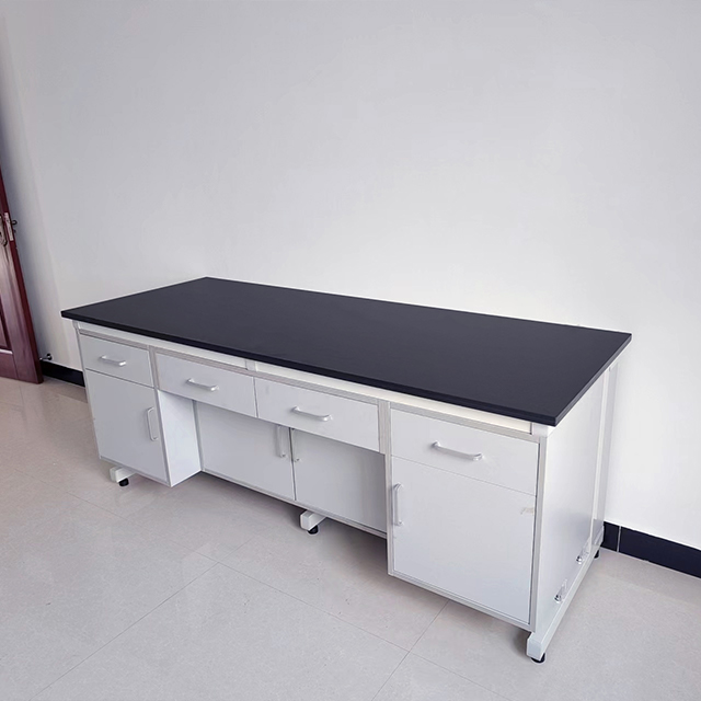Chemistry Laboratory Workbench Wall Mounted Side Bench with Cabinet Storage