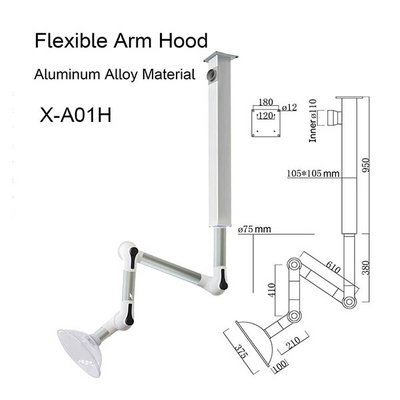 Fume Extractor Arm Hoods Flexible Lab Ceiling Mount Aluminum Alloy Material