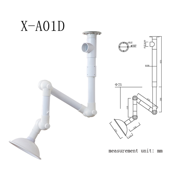 Fume Extractor Arm Hoods Flexible Lab Ceiling Mount Polypropylene Material