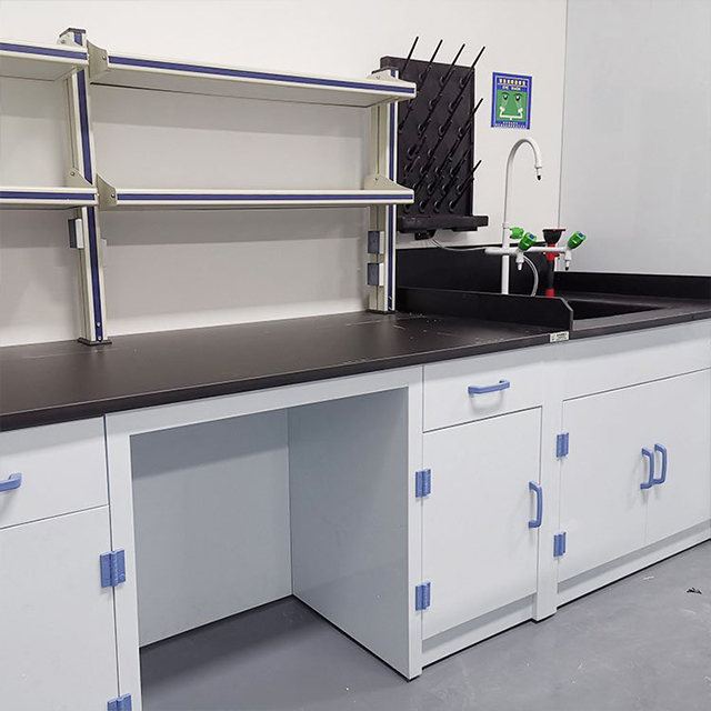 Chemistry Laboratory Workbench Wall Mounted Side Bench with Cabinet Storage